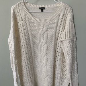 Express cable knit off white sweater